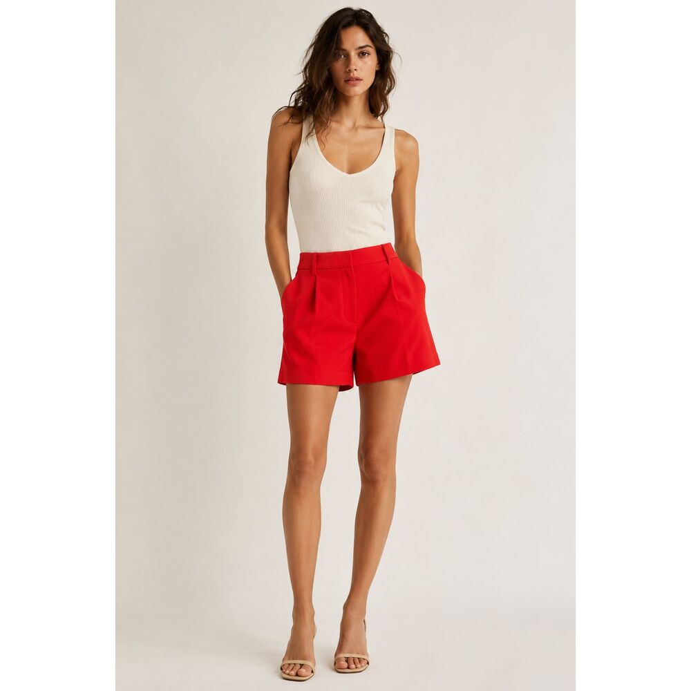 Nine West Orange Pleated Dress Shorts Size 2 Tailored Career Preppy Chic